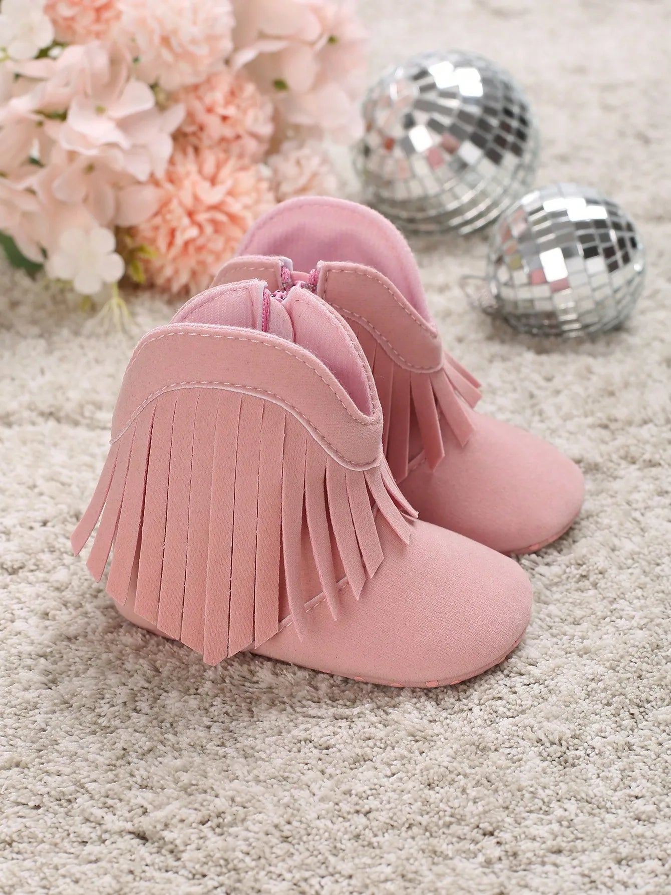 Yibubu Baby Girls Western Boots - Fringe Tassels Non-Slip Soft Crib Shoes