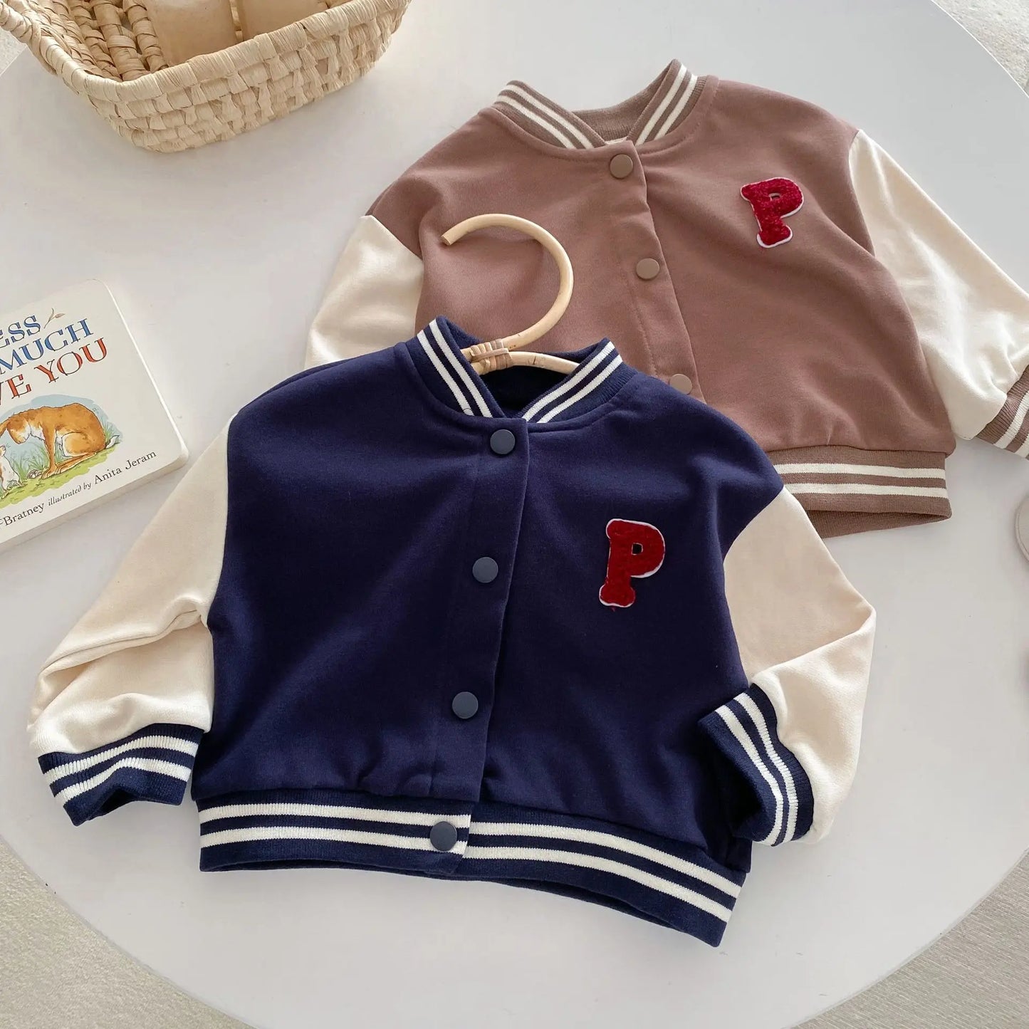 Toddler Boys' Baseball Jacket - Stylish Letter Patch Outerwear for Spring & Autumn