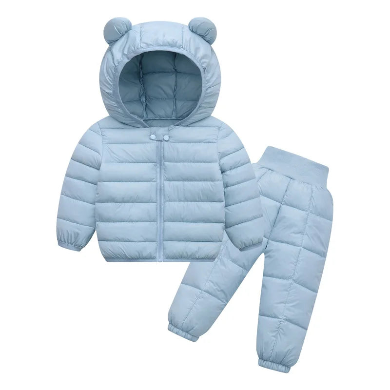 Kids' Winter Puffer Set - Hooded Down Coat & Pants for Boys & Girls