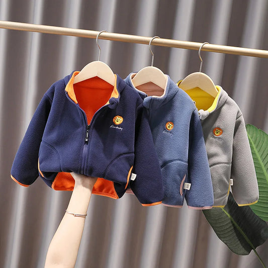 Children's Boys Polar Fleece Coat - Spring & Autumn Western Style Jacket for Toddlers