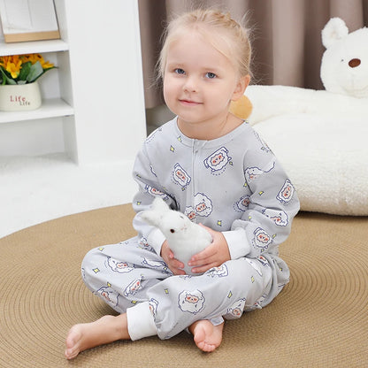 Spring Cotton Cartoon Sleeping Bag – Long Sleeve Pajamas for Boys & Girls (6M-6T)