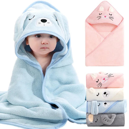 Cartoon Animal Baby Bath Towels - Soft Hooded Towel & Swaddle Wrap for Newborns