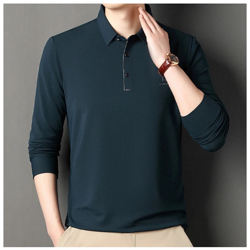 Slim Fit Polo Shirt Men’s Premium Collar T-shirt Business Casual Golf Wear