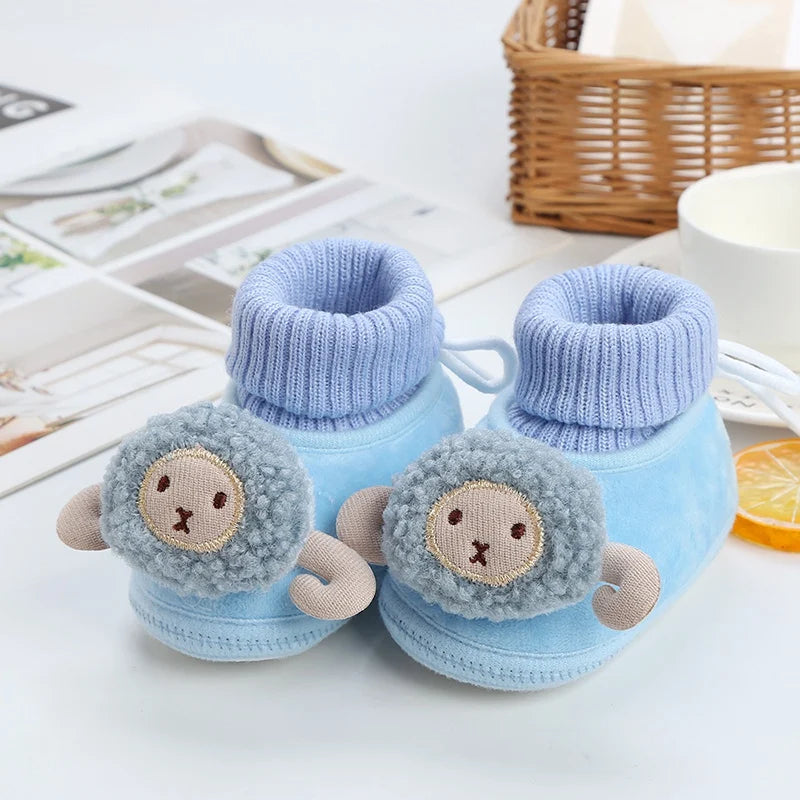 Winter Newborn Baby Booties - Cotton Soft-Sole Non-Slip Cartoon Crib Shoes