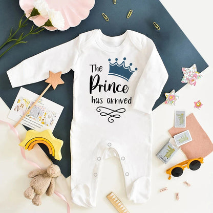 The Prince Has Arrived Baby Bodysuit – Newborn Boys Coming Home Sleepsuit Vest