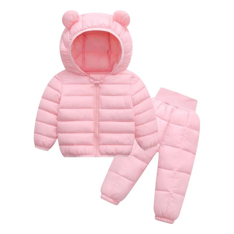 Kids' Winter Puffer Set - Hooded Down Coat & Pants for Boys & Girls