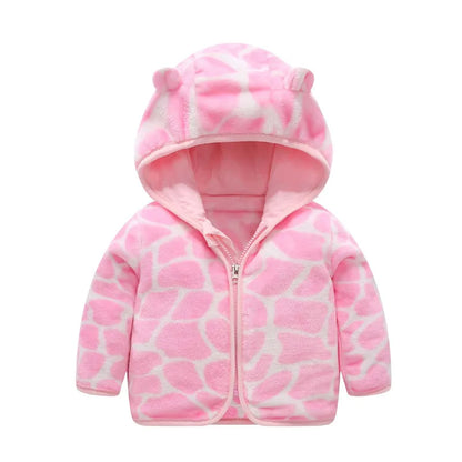 Baby Girls & Boys Coral Fleece Hooded Jacket - Warm Snowsuit for Toddlers