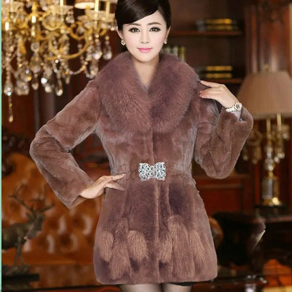 2022 Winter Plush Coat - 4XL Faux Fur Collar Fashion Ladies Overcoat