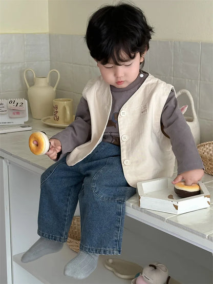 Baby Boy Sleeveless Vest Coat - Cotton Toddler Jacket for Autumn & Winter