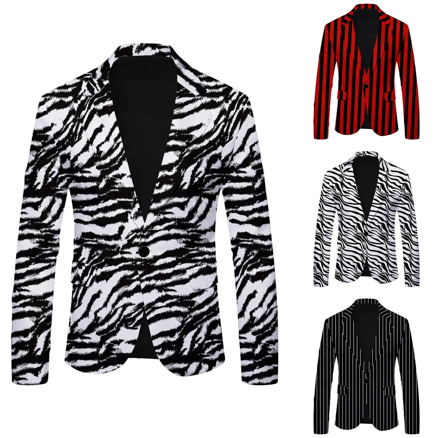 Men's Striped Slim Fit Blazer – Autumn Spring Fashion, High Quality Suit Jacket