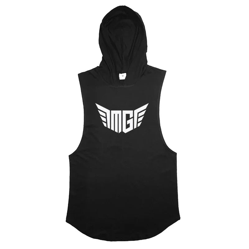 Muscleguys Sleeveless Hoodie Gym Tank Top Cotton Fitness Vest Bodybuilding Singlet