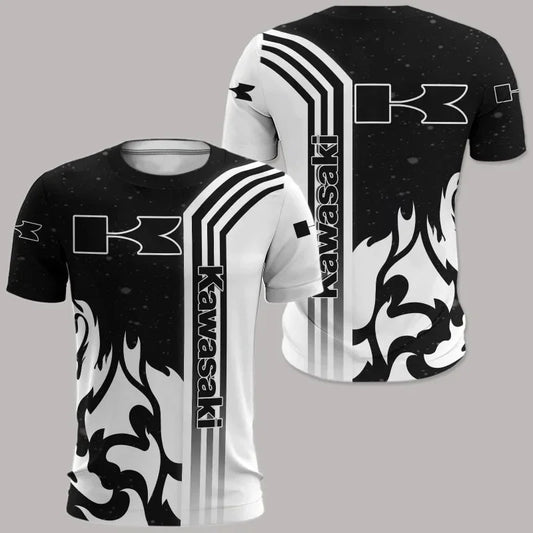 Kawasaki Motorcycle 3D Printed T-shirt – Men's, Women's, and Kids, Round Neck