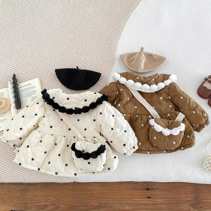 Winter Infant Girl Polka Dot Cotton Jacket Warm Thick Princess Outerwear