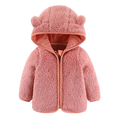 Spring Autumn Baby Bear Ears Fleece Coat – Warm Long Sleeve Jacket (0-3 Years)