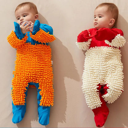 Autumn Baby Rompers Newborn Jumpsuit Mop Cleaning Crawling Clothes for Boys & Girls