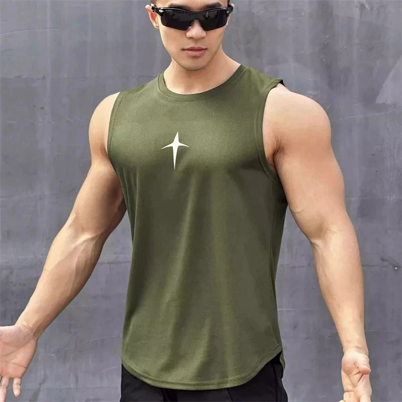 Men’s Sleeveless Sports Vest – Quick-Dry Running Tank Top, Breathable Gym Tee