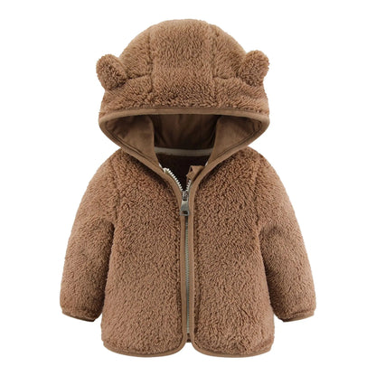 Spring Autumn Baby Bear Ears Fleece Coat – Warm Long Sleeve Jacket (0-3 Years)