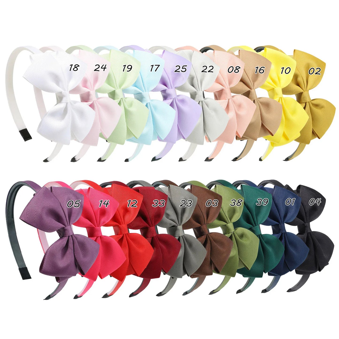 20-Color Baby Bowknot Hair Bands - Handmade Ribbon Headbands for Girls