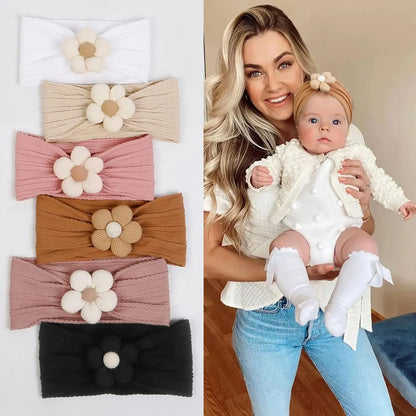 New Flower Nylon Girl Hairband – Elastic Soft Baby Headband for Kids & Newborns