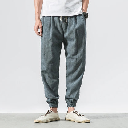 Cotton Linen Harem Pants for Men – Casual Summer Joggers, Baggy Chinese Style Trousers