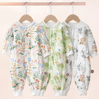 Winter Baby Sleepwear – Cartoon Print Sleeping Bag One-Piece Jumpsuit for Newborns & Toddlers