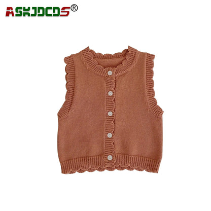 Baby Girls Sleeveless Knit Cardigan - Lightweight Red Summer Vest for Newborns