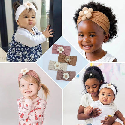 New Flower Nylon Girl Hairband – Elastic Soft Baby Headband for Kids & Newborns