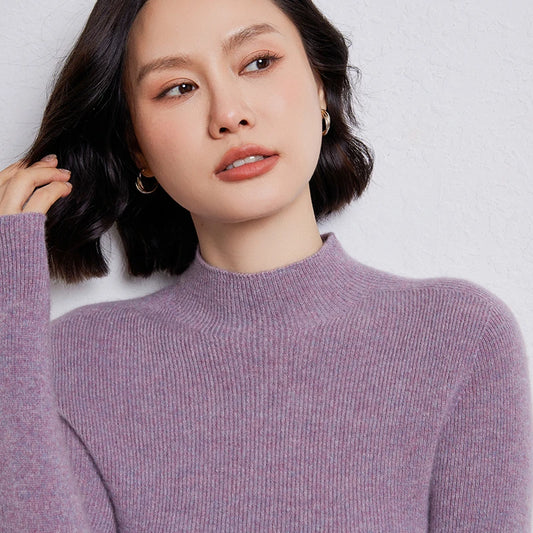 First-Lne Ready-To-Wear Seamless Semi-Turtleneck Sweater Women's Pullover Pullover Sweater Slim Cashmere Knit Bottoming Shirt