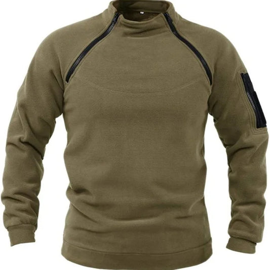 Men's Warm Fleece Sweatshirt – Stand-up Collar Pullover for Spring & Autumn