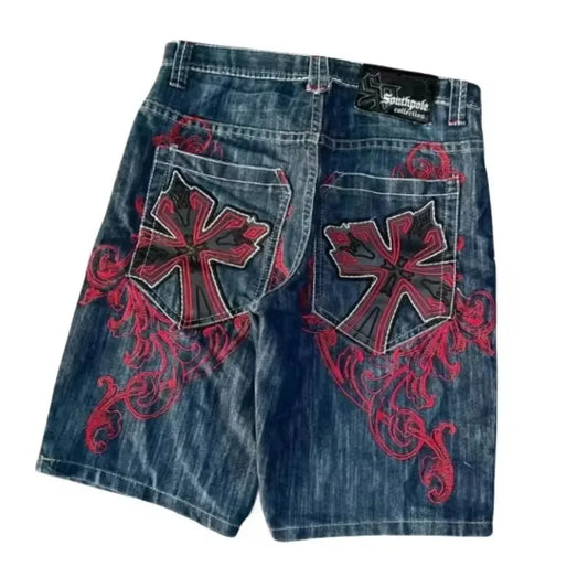 High-Quality Y2K Retro Denim Shorts – Unisex Loose Hip Hop Summer Shorts