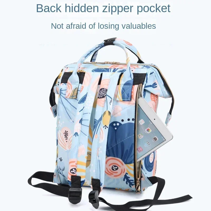 Fashion Print Nappy Backpack - Large Capacity Diaper Bag for Moms & Baby Care