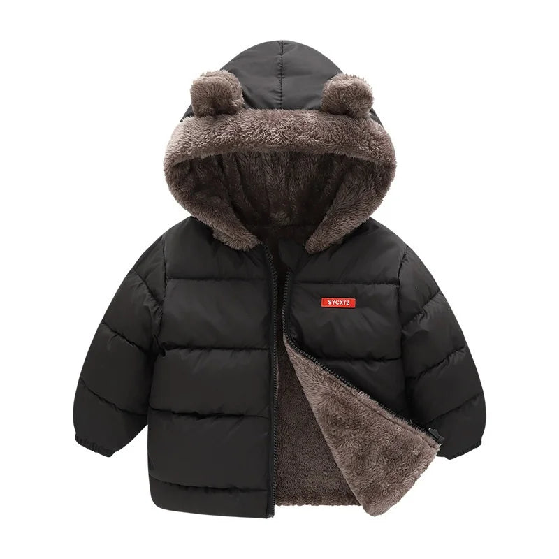 Baby Hooded Cotton Coat - Thick Fleece & Cashmere Padded Jackets for Boys & Girls