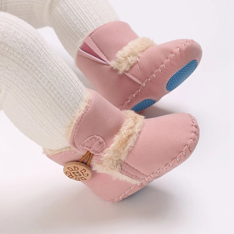 Infant Fleece Winter Boots - Soft Anti-Skid Shoes for 0-18M Babies