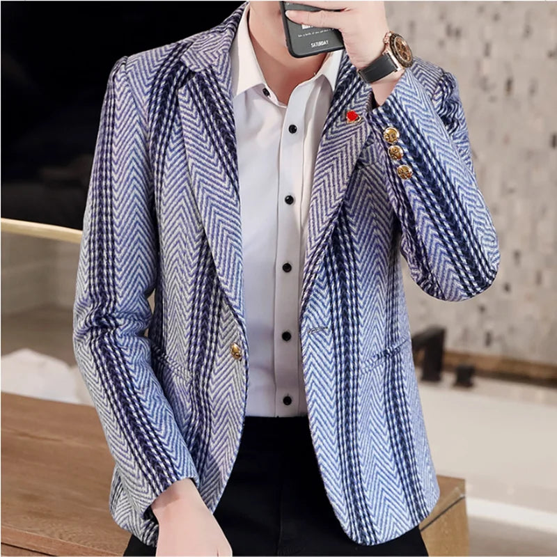 High-Quality Men’s Fleece Blazer – Slim Fit Business Casual Formal Jacket