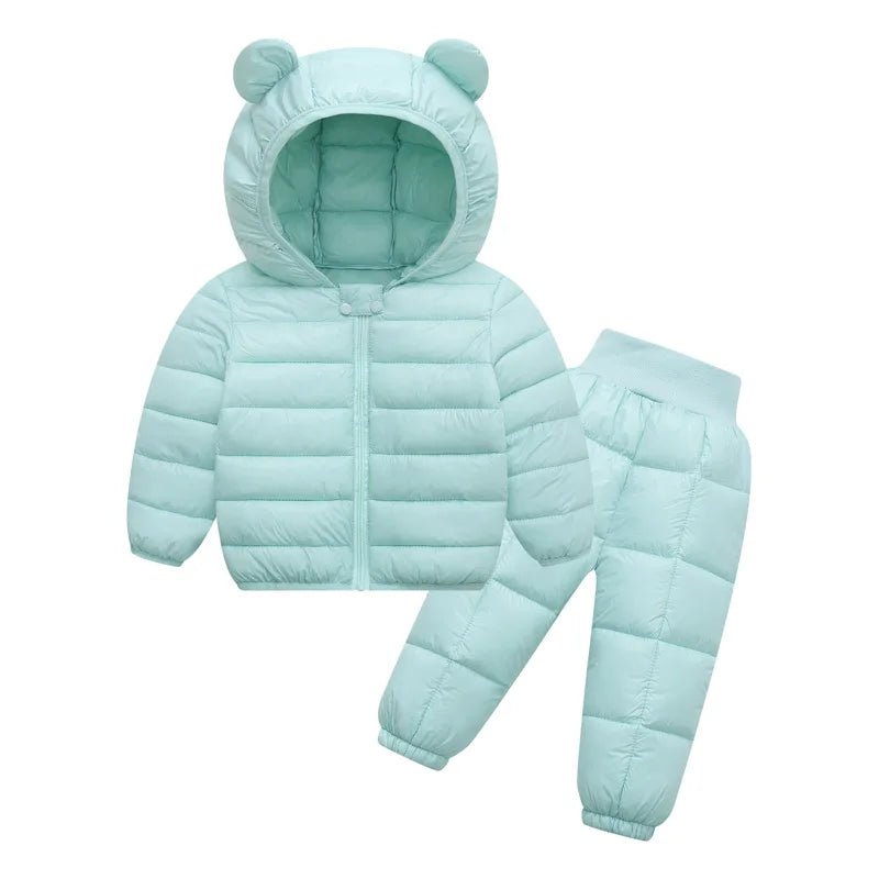 Kids' Winter Puffer Set - Hooded Down Coat & Pants for Boys & Girls