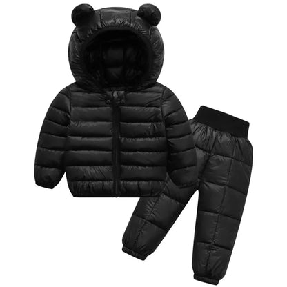 Kids' Winter Puffer Set - Hooded Down Coat & Pants for Boys & Girls