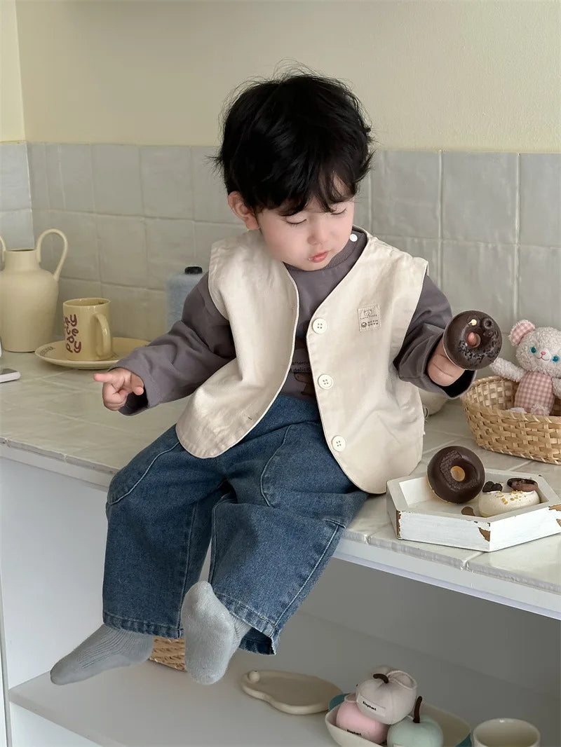 Baby Boy Sleeveless Vest Coat - Cotton Toddler Jacket for Autumn & Winter