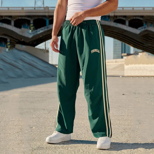 Men's Jogger Sweatpants with Splicing Stripes – Casual Gym Fitness Wide Leg Pants