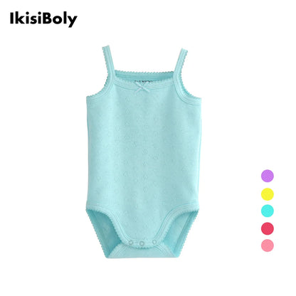 Baby Cotton Sleeveless Rompers - Summer Bodysuit for Newborn Girls & Toddlers