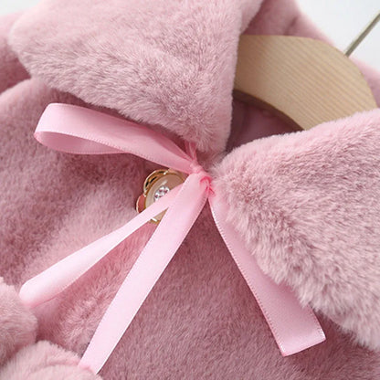 Winter Newborn Girls Coat - Warm Fleece Doll Collar Cute Korean Style Jacket