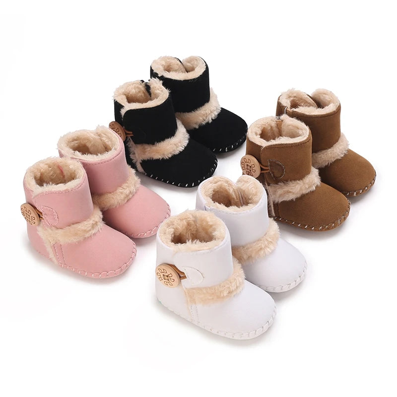 Infant Fleece Winter Boots - Soft Anti-Skid Shoes for 0-18M Babies