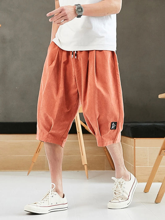 Plus Size Summer Harem Pants Men, Casual Baggy Capris Trousers 8XL