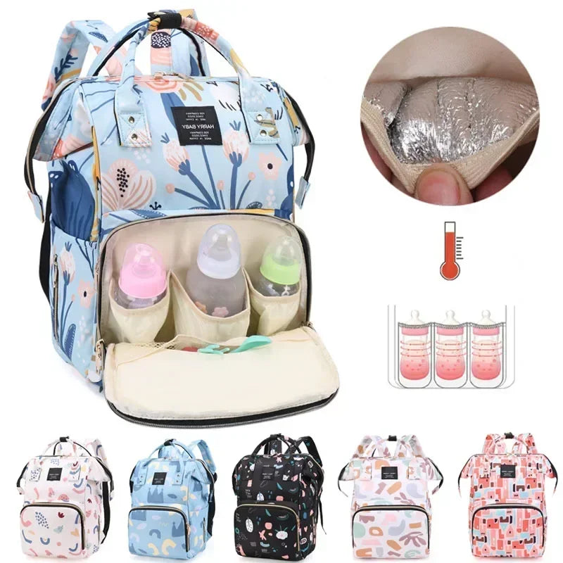 Fashion Print Nappy Backpack - Large Capacity Diaper Bag for Moms & Baby Care