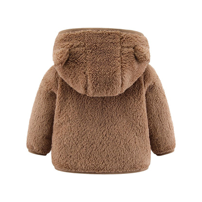 Spring Autumn Baby Bear Ears Fleece Coat – Warm Long Sleeve Jacket (0-3 Years)