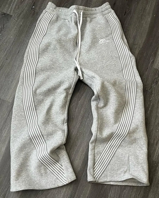 Y2K Embroidered Gray Camo Jogging Pants – Men's & Women's Tactical Sweatpants