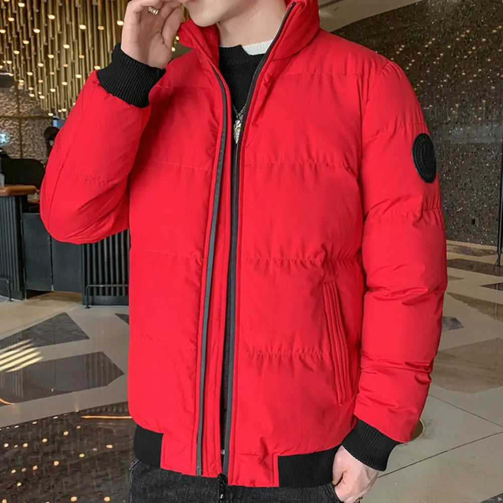 Men's Windbreaker Jacket – Casual Cotton Padded Stand Collar Lightweight Coat