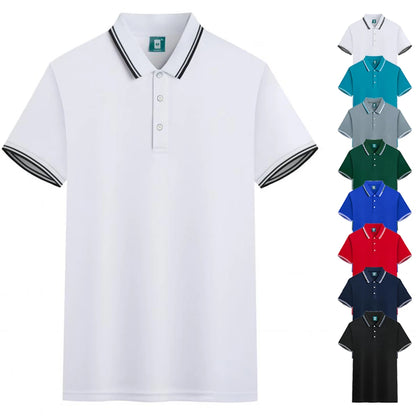 Dry Fit Striped Golf Polo T-Shirt for Men – Quick Dry, Breathable Sports Polyester Shirt