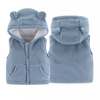 Baby Lambswool Vest - Hooded Plush Sleeveless Jacket for Winter & Autumn (7M-4Y)