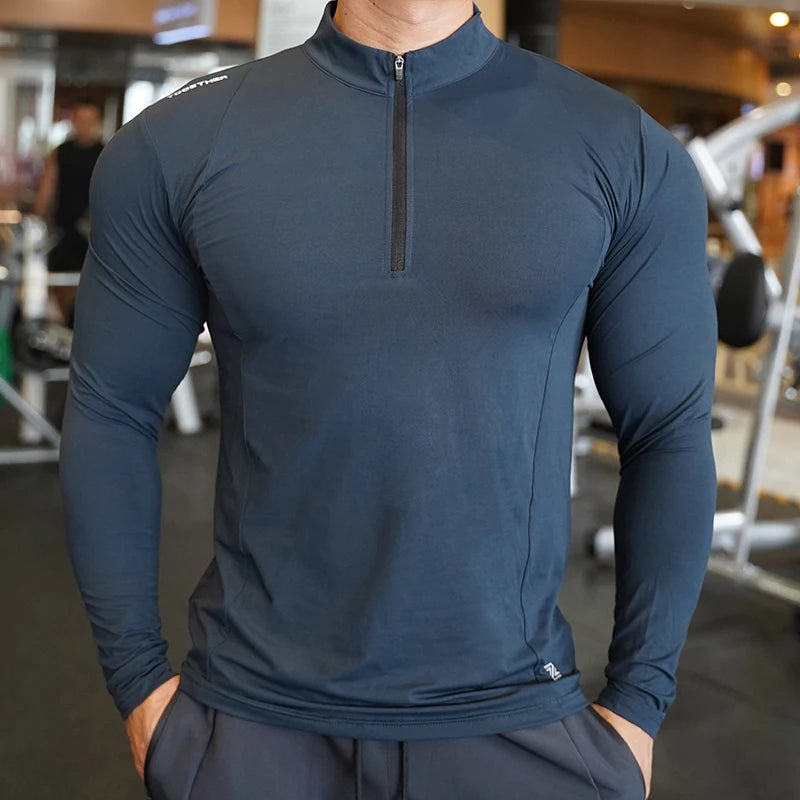 Autumn Compression Long Sleeve T-Shirt for Men – Quick Dry Running Gym Fitness Shirt