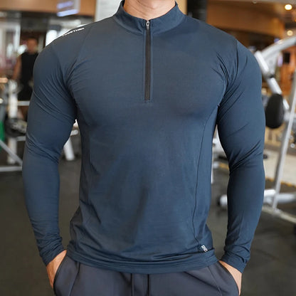 Autumn Compression Long Sleeve T-Shirt for Men – Quick Dry Running Gym Fitness Shirt